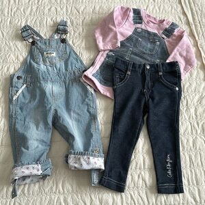 9m Oshkosh overalls, Levi’s shirt, Calvin Klein jeans